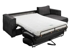 Omkeerbare Express-Hoekslaapbank Van Antracietgrijs Ribfluweel - Bed Met Brede Latten 140 Cm - Matras 14 Cm Loreto-Vente-unique Clearance