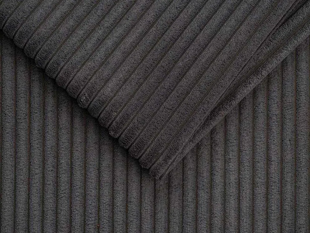 Omkeerbare Express-Hoekslaapbank Van Antracietgrijs Ribfluweel - Bed Met Brede Latten 140 Cm - Matras 14 Cm Loreto-Vente-unique Clearance
