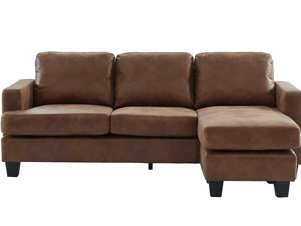 Omkeerbare Hoekbank Ethan Van Microvezel Met Lived-In Leereffect-Vente-unique Hot