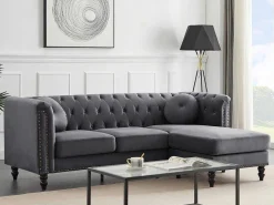 Omkeerbare Hoekbank Van Antracietkleurig Velours Turner-Vente-unique Hot