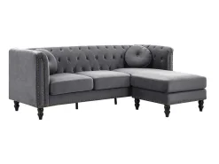 Omkeerbare Hoekbank Van Antracietkleurig Velours Turner-Vente-unique Hot