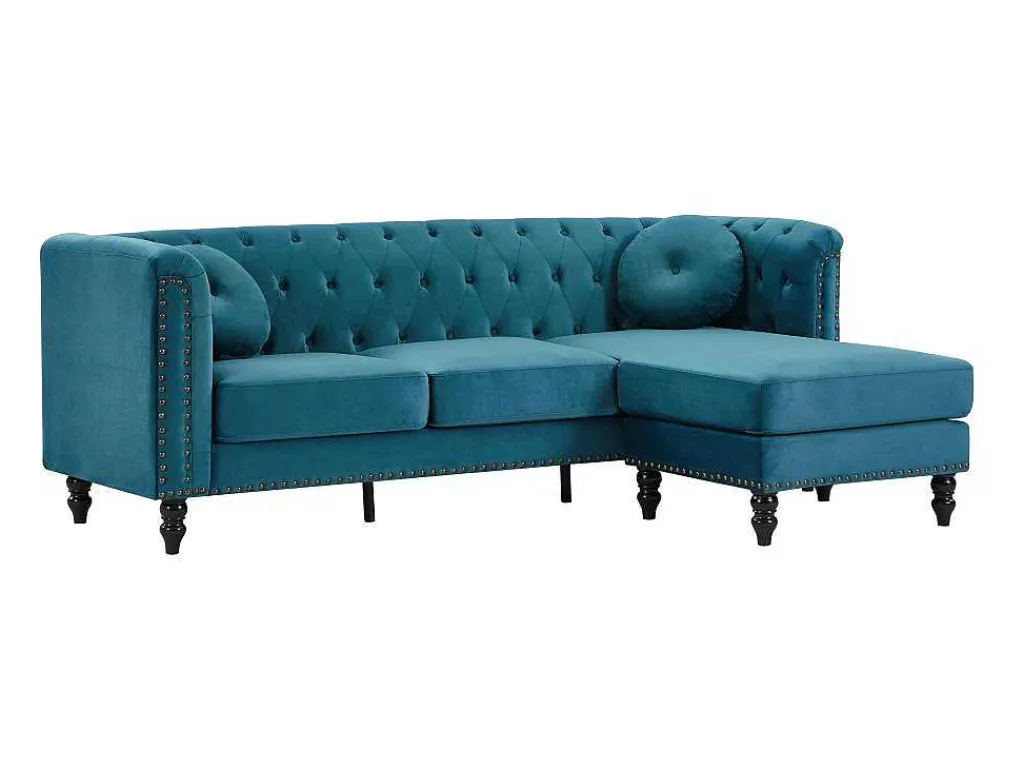Omkeerbare Hoekbank Van Blauwgroen Velours Turner-Vente-unique Online