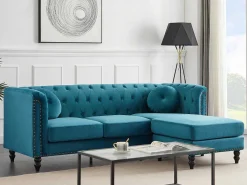 Omkeerbare Hoekbank Van Blauwgroen Velours Turner-Vente-unique Online