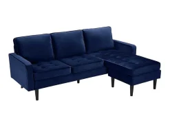Omkeerbare Hoekbank Van Fluweel Fleuet - Donkerblauw-Vente-unique Outlet