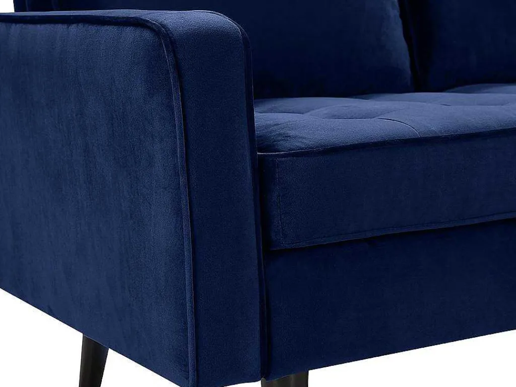 Omkeerbare Hoekbank Van Fluweel Fleuet - Donkerblauw-Vente-unique Outlet