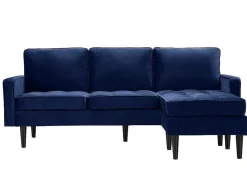 Omkeerbare Hoekbank Van Fluweel Fleuet - Donkerblauw-Vente-unique Outlet