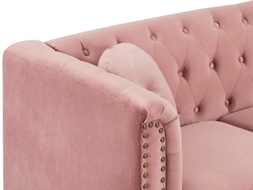 Omkeerbare Hoekbank Van Oud Roze Velours Turner-Vente-unique Best