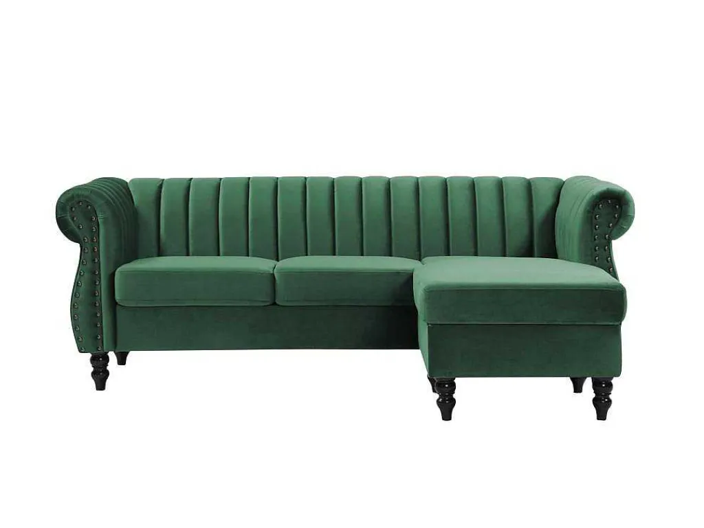 Omkeerbare Hoekbank Van Spargroen Velours Trumbo-Vente-unique Best