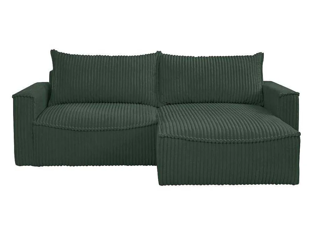 Omkeerbare Hoekslaapbank Van Groen Ribfluweel Met Brede Ribbels Asturio-Vente-unique Discount