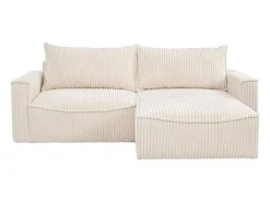 Omkeerbare Hoekslaapbank Van Beige Ribfluweel Met Brede Ribbels Asturio-Vente-unique
