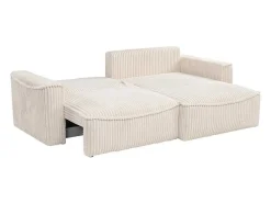 Omkeerbare Hoekslaapbank Van Beige Ribfluweel Met Brede Ribbels Asturio-Vente-unique