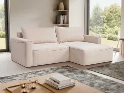 Omkeerbare Hoekslaapbank Van Beige Stof Met Textuur Asturio-Vente-unique New