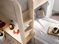 Omkeerbare Hoekstapelbed Ricardo - 2 X 90X190Cm - Opbergruimte - Eiken En Wit-Vente-unique New