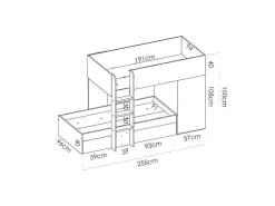 Omkeerbare Hoekstapelbed Ricardo - 2 X 90X190Cm - Opbergruimte - Eiken En Wit-Vente-unique New