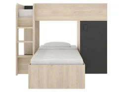 Omkeerbare Hoekstapelbed Ricardo - 2 X 90X190Cm - Opbergruimte - Grijs En Antraciet-Vente-unique Outlet
