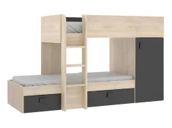 Omkeerbare Hoekstapelbed Ricardo - 2 X 90X190Cm - Opbergruimte - Grijs En Antraciet-Vente-unique Outlet