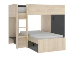 Omkeerbare Hoekstapelbed Ricardo - 2 X 90X190Cm - Opbergruimte - Grijs En Antraciet-Vente-unique Outlet