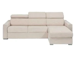 Omkeerbare, Snel Om Te Bouwen Slaapbank Met Hoek In Beige Stof - Bed Van 140 Cm - Matras 14 Cm - Vizir-Vente-unique Clearance