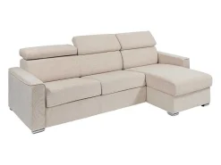 Omkeerbare, Snel Om Te Bouwen Slaapbank Met Hoek In Beige Stof - Bed Van 140 Cm - Matras 14 Cm - Vizir-Vente-unique Clearance
