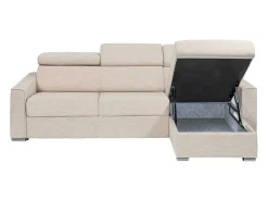 Omkeerbare, Snel Om Te Bouwen Slaapbank Met Hoek In Beige Stof - Bed Van 140 Cm - Matras 14 Cm - Vizir-Vente-unique Clearance