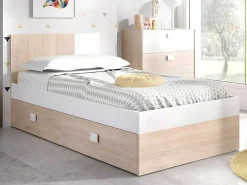 Onderschuifbed - 2 X 90 X 190 Cm - Kleuren: Eiken En Wit - Sonia-Vente-unique Clearance