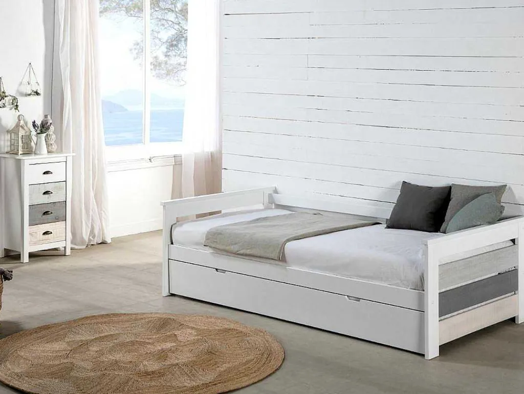 Onderschuifbed Celiane - 2 X 90 X 190 Cm - Mdf - Wit-Vente-unique Outlet