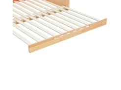 Onderschuifbed 140X200Cm In Massief Grenen - Fluwelen Hoofdeinde - Oranje & Wit-ModernLuxe Best