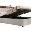 Opbergbed 160X200Cm In Linnenstof Met Usb-Poort - Verstelbaar Hoofdeinde En Lattenbodem - Beige-ModernLuxe Online
