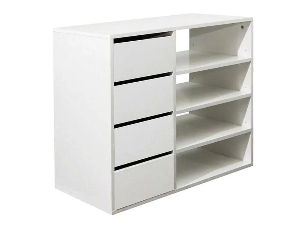 Opbergmeubel En Schoenenkast Emeric - 4 Laden & 4 Nissen - Wit-Vente-unique Clearance