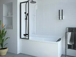 Opklapbaar Badscherm Van Matzwart Metaal - 120 X 140 Cm - District-Shower & Design
