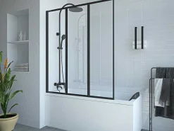 Opklapbaar Badscherm Van Matzwart Metaal - 120 X 140 Cm - District-Shower & Design