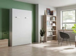 Opklapbaar Bed 140 X 200 Cm - Verticale Handmatige Opening - Wit - Malina Ii-Vente-unique Discount