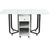 Opklapbare Eettafel Op Wielen - Met Opbergruimte - Wit & Zwart-ModernLuxe Hot