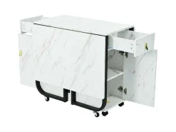 Opklapbare Eettafel Op Wielen - Met Opbergruimte - Wit & Zwart-ModernLuxe Hot