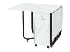 Opklapbare Eettafel Op Wielen - Met Opbergruimte - Wit & Zwart-ModernLuxe Hot