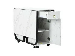 Opklapbare Eettafel Op Wielen - Met Opbergruimte - Wit & Zwart-ModernLuxe Hot