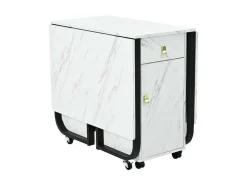 Opklapbare Eettafel Op Wielen - Met Opbergruimte - Wit & Zwart-ModernLuxe Hot