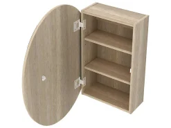 Ovaal Badkamermeubel Met Spiegel Ruri - Eik-Vente-unique Discount