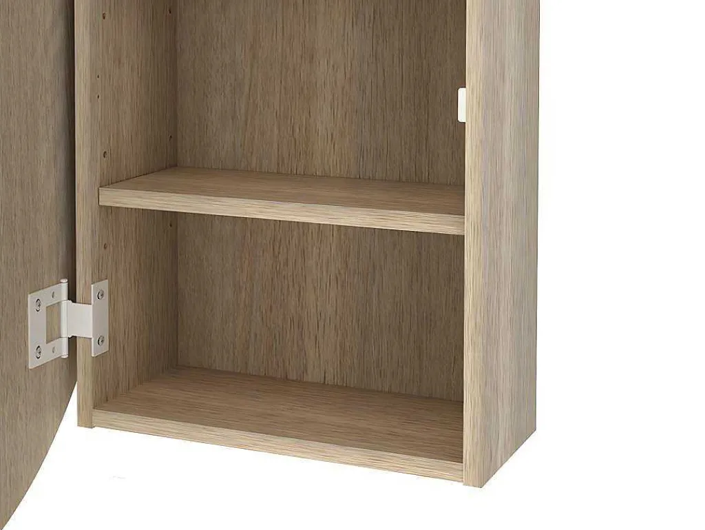 Ovaal Badkamermeubel Met Spiegel Ruri - Eik-Vente-unique Discount