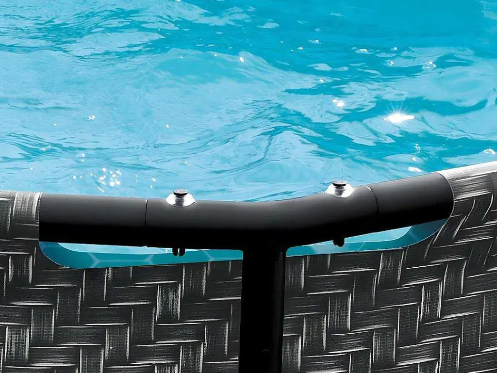 Ovaal Donkergrijs Buizenzwembad Met Visgraatmotief En Filterpomp Met Patroon - L424 X D250 X H100 Cm - Salamanque-Vente-unique Discount