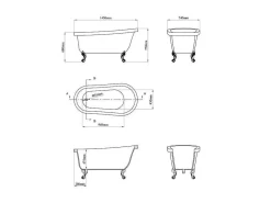 Ovaal Eilandbad - Retro Stijl - 171 L - 145 X 74 X 77 Cm - Witte Leeuwenpoten - Nisos-Shower & Design Best