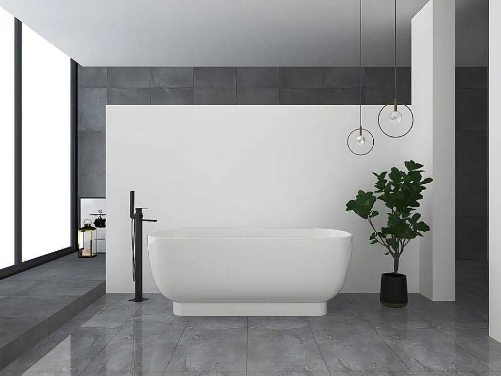 Ovaal Halfvrijstaand Bad - 240 L - 150 X 76 X 58 Cm - Wit - Acryl - Vogler-Shower & Design New