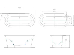 Ovaal Vrijstaand - 200 L - 170 X 80 X 58 Cm - Wit - Acryl - Neptuna-Shower & Design
