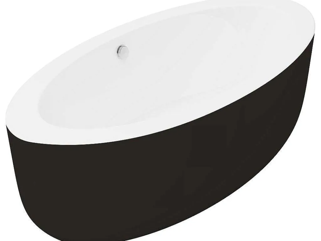 Ovaal Vrijstaand Bad - 251 L - 185 X 90 X 58 Cm - Zwart - Acryl - Marmati-Shower & Design Sale
