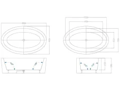 Ovaal Vrijstaand Bad - 251 L - 185 X 90 X 58 Cm - Zwart - Acryl - Marmati-Shower & Design Sale