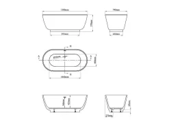 Ovaal Vrijstaand Bad - 210L - 150 X 74 X 57 Cm - Wit - Acryl - Mobula-Shower & Design