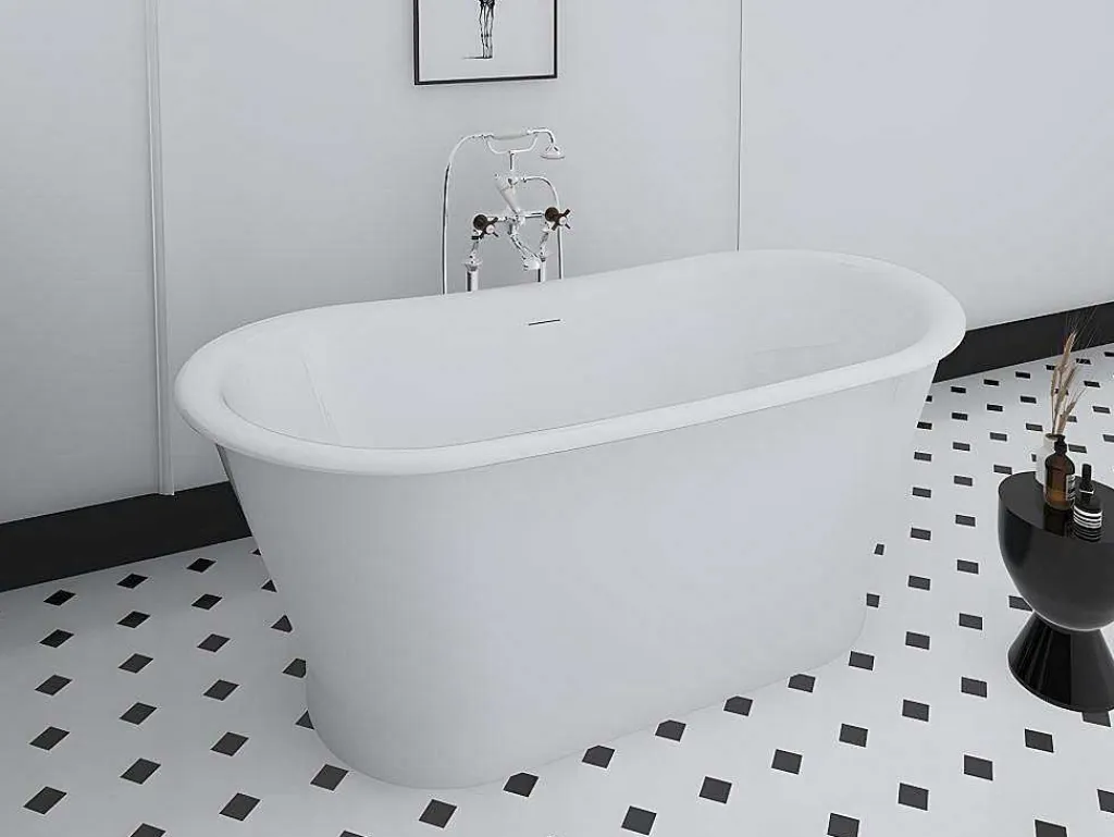 Ovaal Vrijstaand Bad - Retro-Stijl - 180 L - 150 X 74 X 63 Cm - Wit - Acryl - Pelmato-Shower & Design Discount
