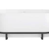 Ovaal Vrijstaand Bad Met Metalen Decoratie - 230 L - 160 X 75 X 60 Cm - Wit - Acryl - Pleco-Shower & Design Sale