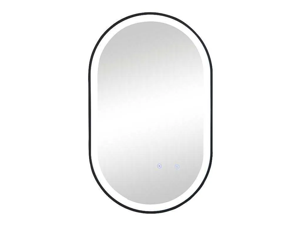 Ovale Badkamerspiegel Met Verlichting Dampwerend Met Zwarte Lijst 60 X 90 Cm Alarico-OZAIA Outlet