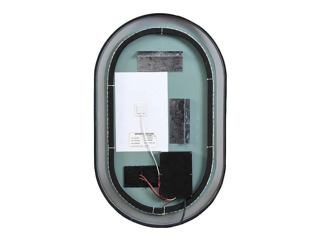 Ovale Badkamerspiegel Met Verlichting Dampwerend Met Zwarte Lijst 60 X 90 Cm Alarico-OZAIA Outlet